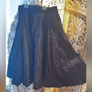 Vixen by Micheline Pitt Black A-Line Skirt with spider Web Design